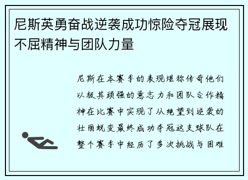 尼斯英勇奋战逆袭成功惊险夺冠展现不屈精神与团队力量
